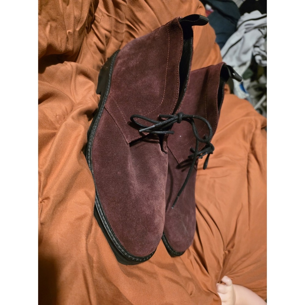 Calvin Klein Utan Burgundy Suede Chukka Boots Men's Size 10.5 Lug Sole